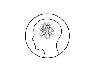 Man confusing logo. Stress. Suicide risk. Depression in mental health, Medical