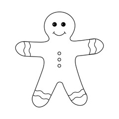Gingerbread Christmas cookie. Gingerbread man line icon. Vector icon. Coloring cookie