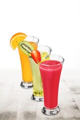Set of tasty fresh fruits cocktails