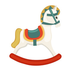 Cute children's toy rocking horse. PNG illustration.