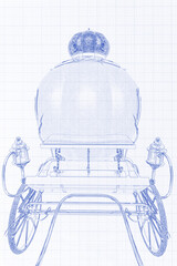 fantasy carriage in white background