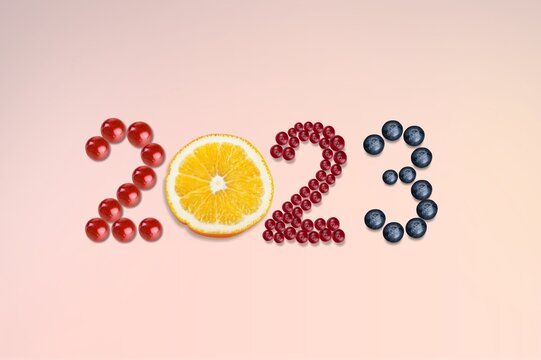 2023 numbers from food, diet concept