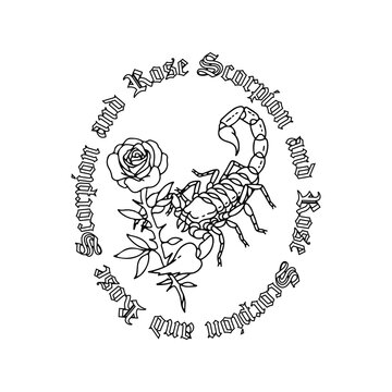 vector illustration of scorpion and rose