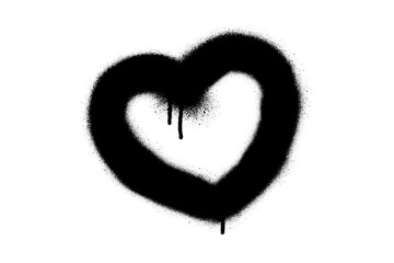Spray graffiti heart symbol. White background. Fall in love and St. Valentine's day concept (february 14th).