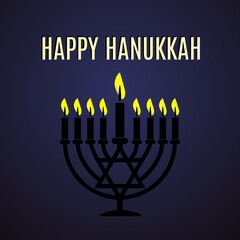 Happy Hanukkah. Vector typography with a menorah