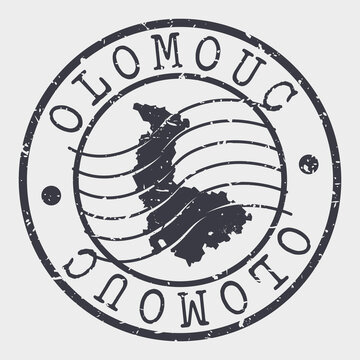 Olomouc, Czech Silhouette Postal Passport. Stamp Round Vector Icon Map. Design Travel Postmark. 
