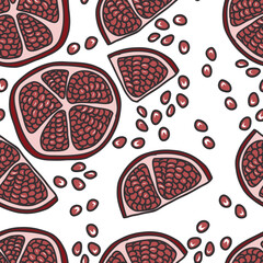 Pomegranate sliced. Fruit. vector pattern