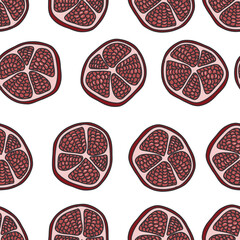 Pomegranate sliced. Fruit. vector pattern