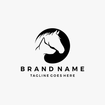 horse and dog logo, pet animals design template icon vector illustration