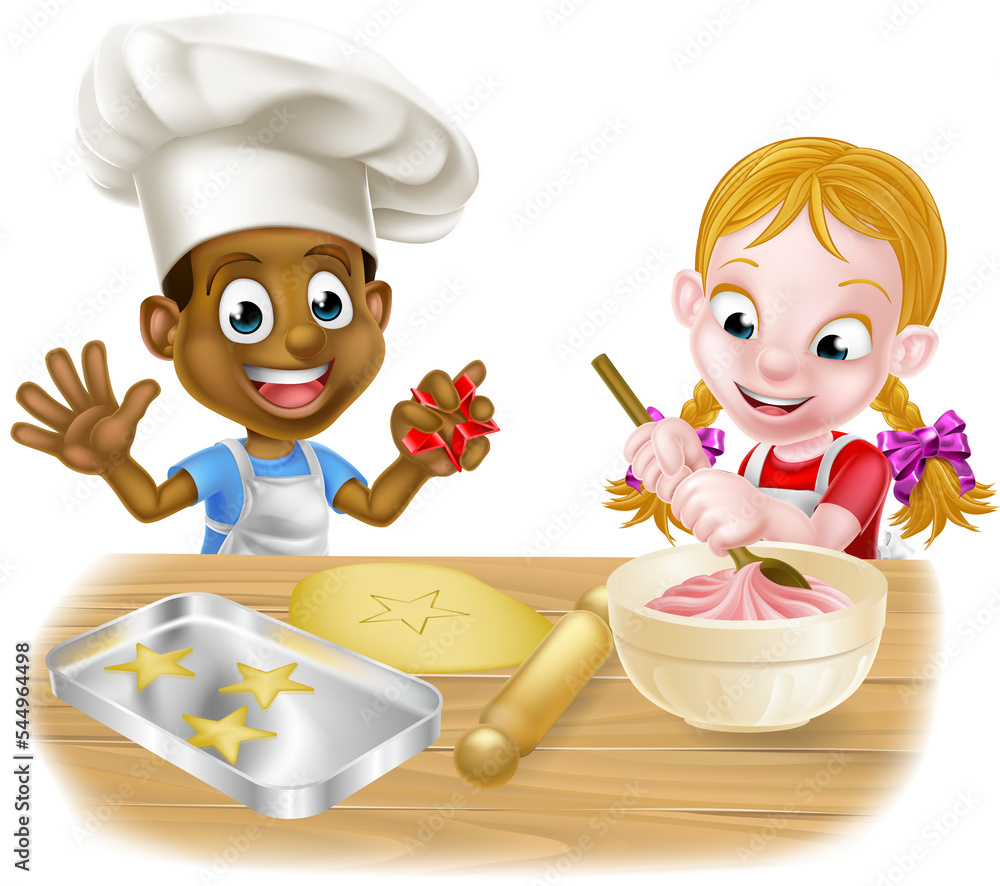 Wall mural cartoon child chefs