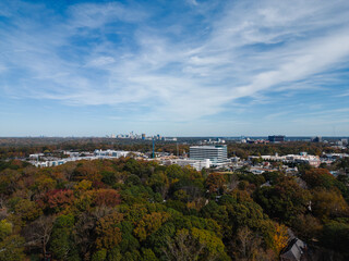 Aerial of Atlanta Skyline in Autumn 