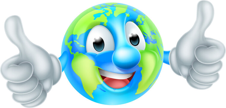 Earth Day Mascot World Globe Cartoon Character