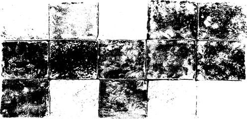 Rough, irregular texture composed of monochrome geometric elements. Overlay distressed grunge background. Abstract vector illustration. Isolated on white background. EPS10