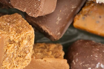 Different confections. Macro snapshot. Top view