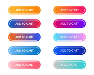 Add to cart gradient button for UI and website. Add to cart icon set flat vector collection.