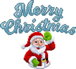 Santa Claus Marry Christmas 8 Bit Game Pixel Art