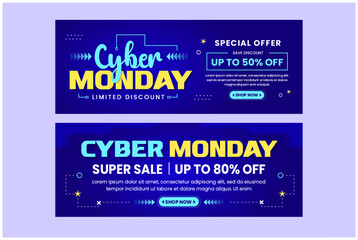 Cyber Monday social media cover banner design template is easy to customize