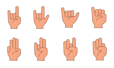 Set of different hand gestures icon Vector