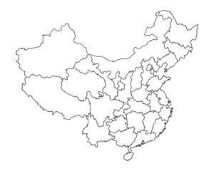China map with administrative divisions. Vector illustration.