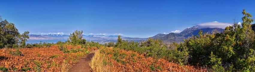 Kyhv Peak Trail views, recently renamed, by Y Mountain, Mount Timpanogos Wasatch Range, Utah. America.  