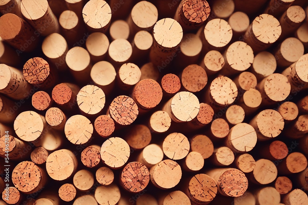 Aufkleber a bunch of wine corks stacked together in a pile with a brown background and a few more corks. gener