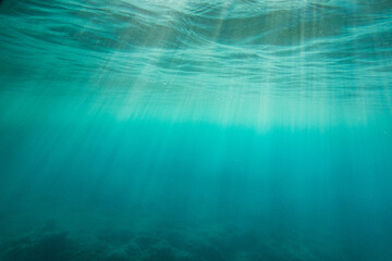 Sunlight streaming in deep sea