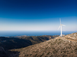 Idyllic view of landscape with wind turbine