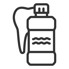 Mouthwash and tooth - icon, illustration on white background, outline style