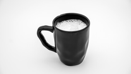 Cappuccino with soy milk on an isolated white background