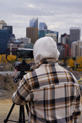  brown plaid white male Caucasian photography outdoor fall shoot city life street style camera man...