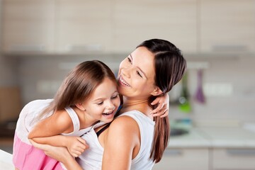 Family concept, young mother with happy child