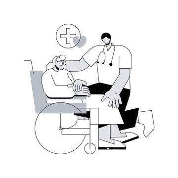 recommend clip art: Elderly care abstract concept vector illustration. Elderly people medical care, home nursing for seniors, geriatric healthcare service, live in assistance, retiree companion abstract metaphor.