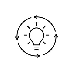 circle, arrows, bulb, initiator icon. One of business collection icons for websites, web design, mobile app eps 10