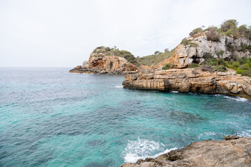 Fototapeta na wymiar Cloudy view of Cala s'Almunia, Mallorca, Balearic Islands, Spain