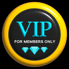  Icon, VIP club, Only for VIPs, Diamonds, Visual of a closed VIP club, Gold and Blue Color (3D)