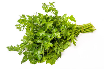Bunch of fresh parsley. Isolate on white background