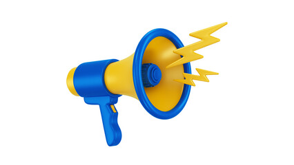 Blue and Yellow Megaphone 3D Render