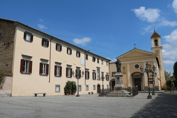 Fototapeta na wymiar Piazza Sant'Agostino and Chiesa dell'Annunziata in Bagnoregio, Italy