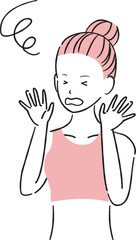 手描き1color  　ジムに通う女性　白バック　驚く