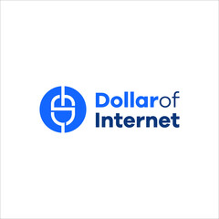 Dollar of the Internet logo. Computer mouse and dollar symbol vector template