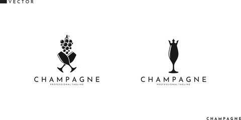 Wine shop logo. Champagne sign