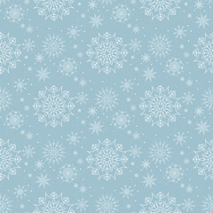 Fototapeta na wymiar Elegant Winter seamless pattern in Snowflakes. Vector illustration in outline style