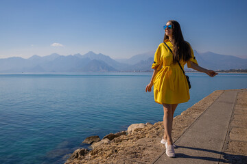 Sea. Woman in Antalya