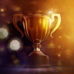 Fototapeta na wymiar Gleaming 3D Gold Trophy Cup Illustration