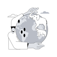 Wild animals protection abstract concept vector illustration. Wildlife preservation, biodiversity protection, save wild animals, population control, prevent species extinction abstract metaphor.