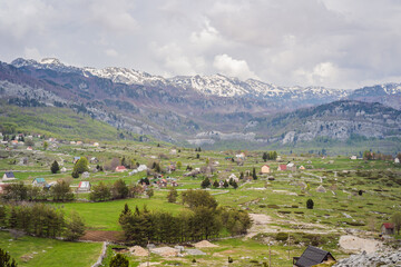 Fototapeta na wymiar Cute cozy village in the mountains of Montenegro