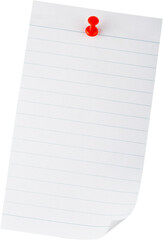 Pinned blank paper note isolated on white