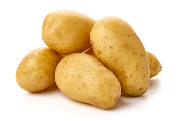 New washed pototoes, isolated on white background.