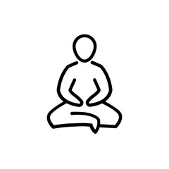 Yoga and meditation Icon vector set. Black and White Relax symbol. Lotus position.