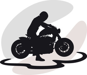 man with motorbike logo vector design
